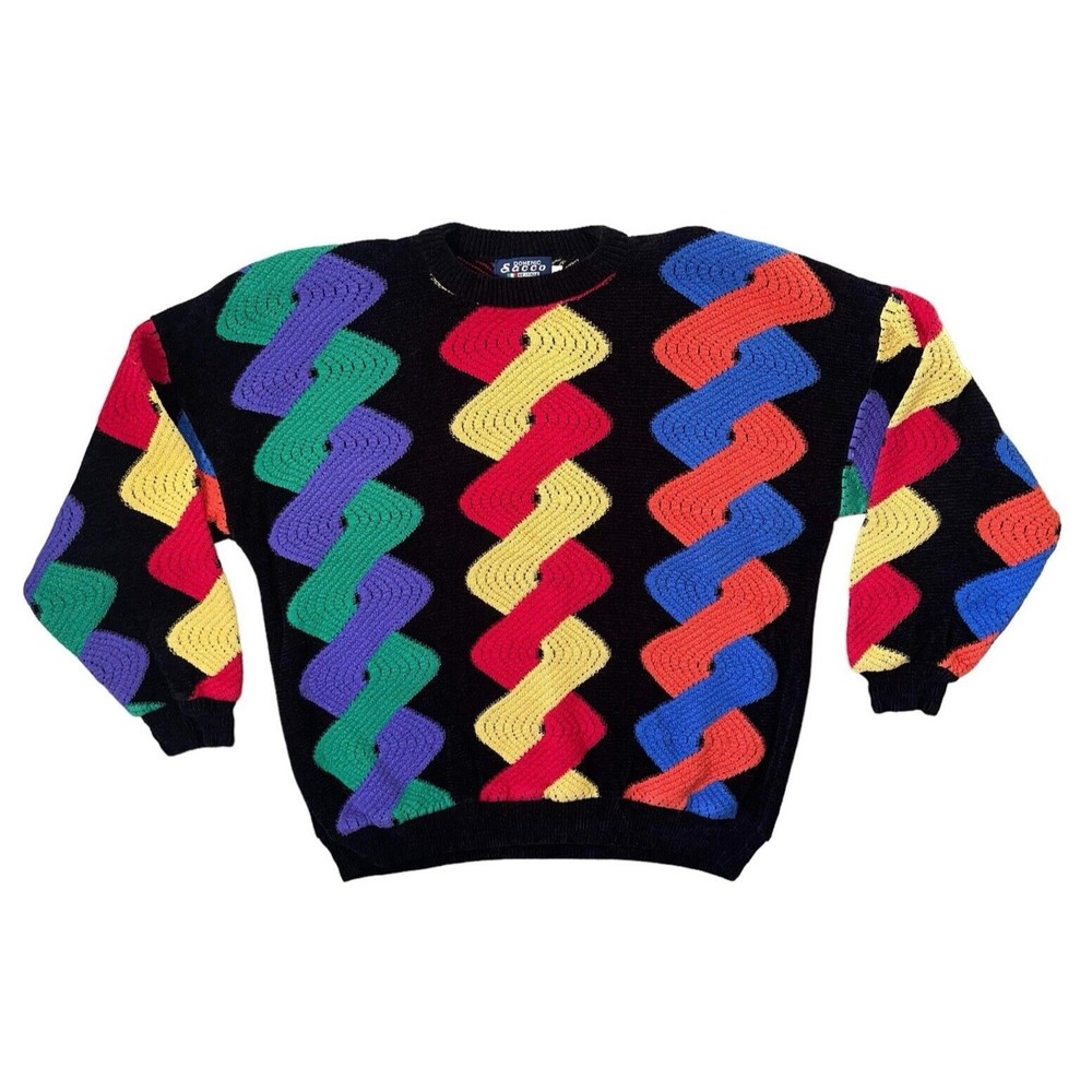 Domenic Sacco Vintage Coogi Style Sweater 3D Knit Men’s Large